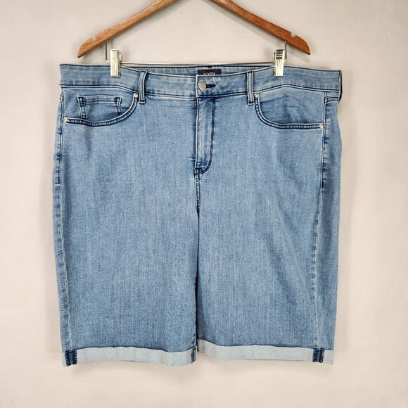 NYDJ Plus Size 20W Briella Denim Shorts Rolled Cuff  Stretch Blue Cool Embrace - Picture 1 of 8